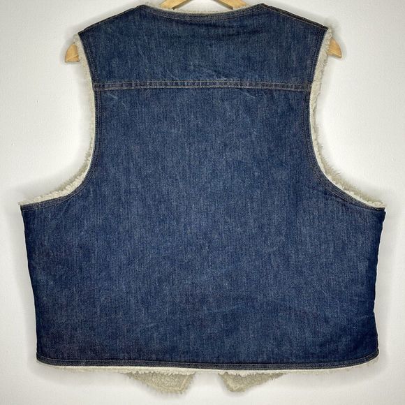 OshKosh B'gosh Mens Vest Sherpa Lined Blue Denim Vintage Men's X-Large‎ USA - Picture 7 of 12